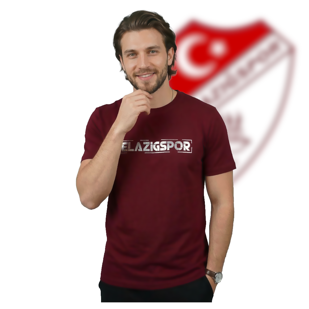 Elazığspor "Linear Silver" Tipografik Baskılı Bordo Taraftar Tshirt