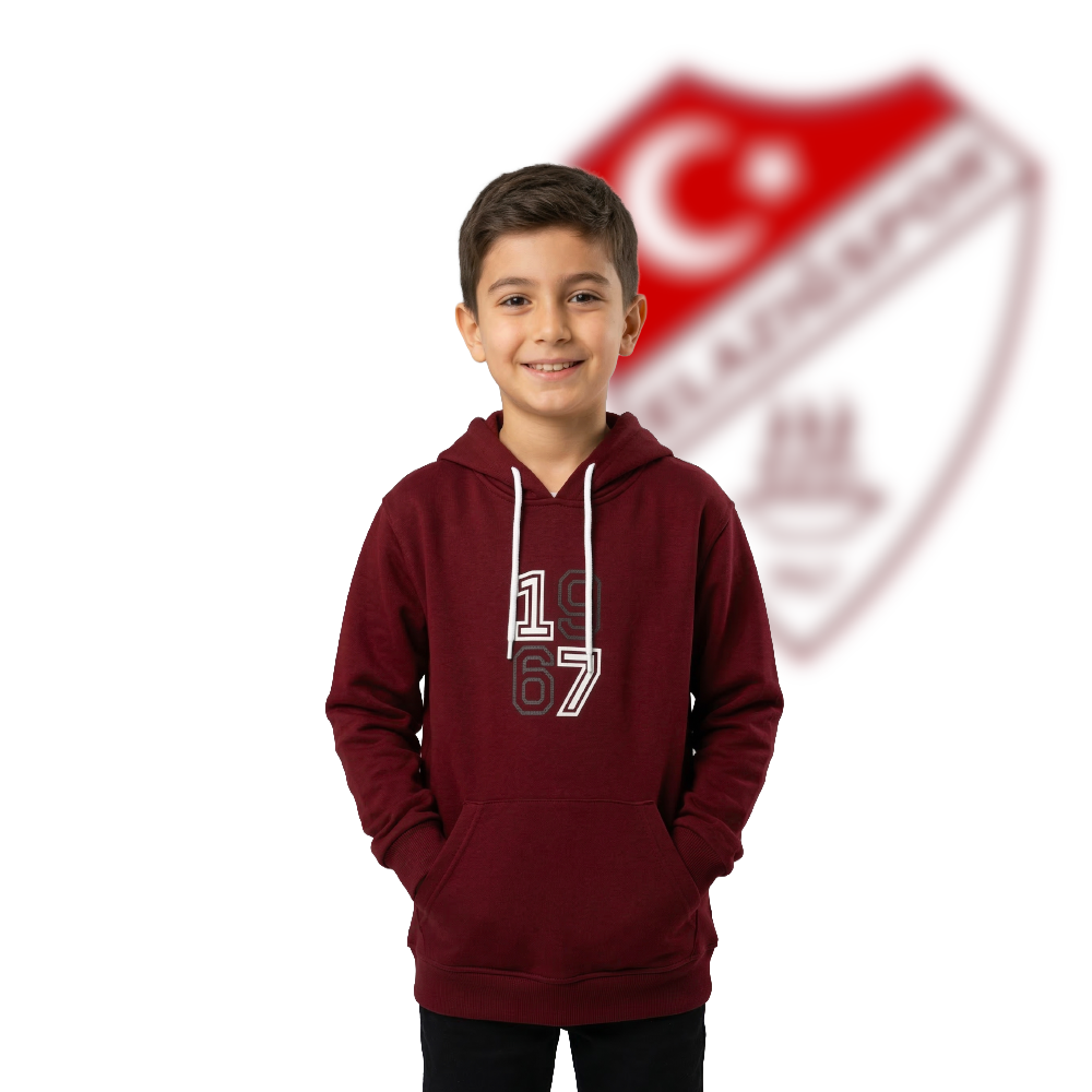 1967 Retro Bordo-Beyaz Çocuk Sweatshirt